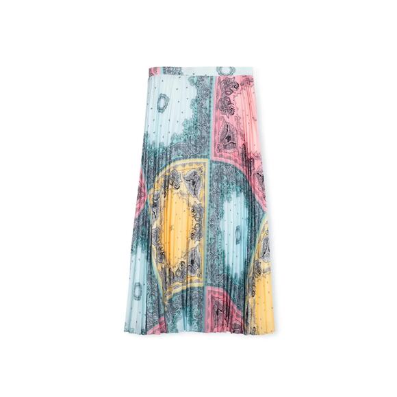 Multi Color Printed Midi Pleated Skirt - Picture 1 of 2